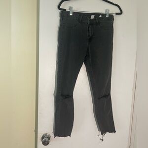 H&M Black Skinny Jeans with Distressed Knees